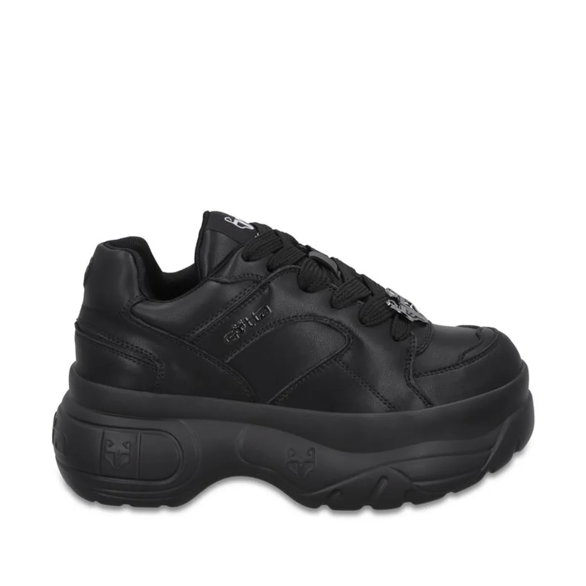 GOTTA - Zapatilla Plataforma Cuero Negra Mujer 9724A23