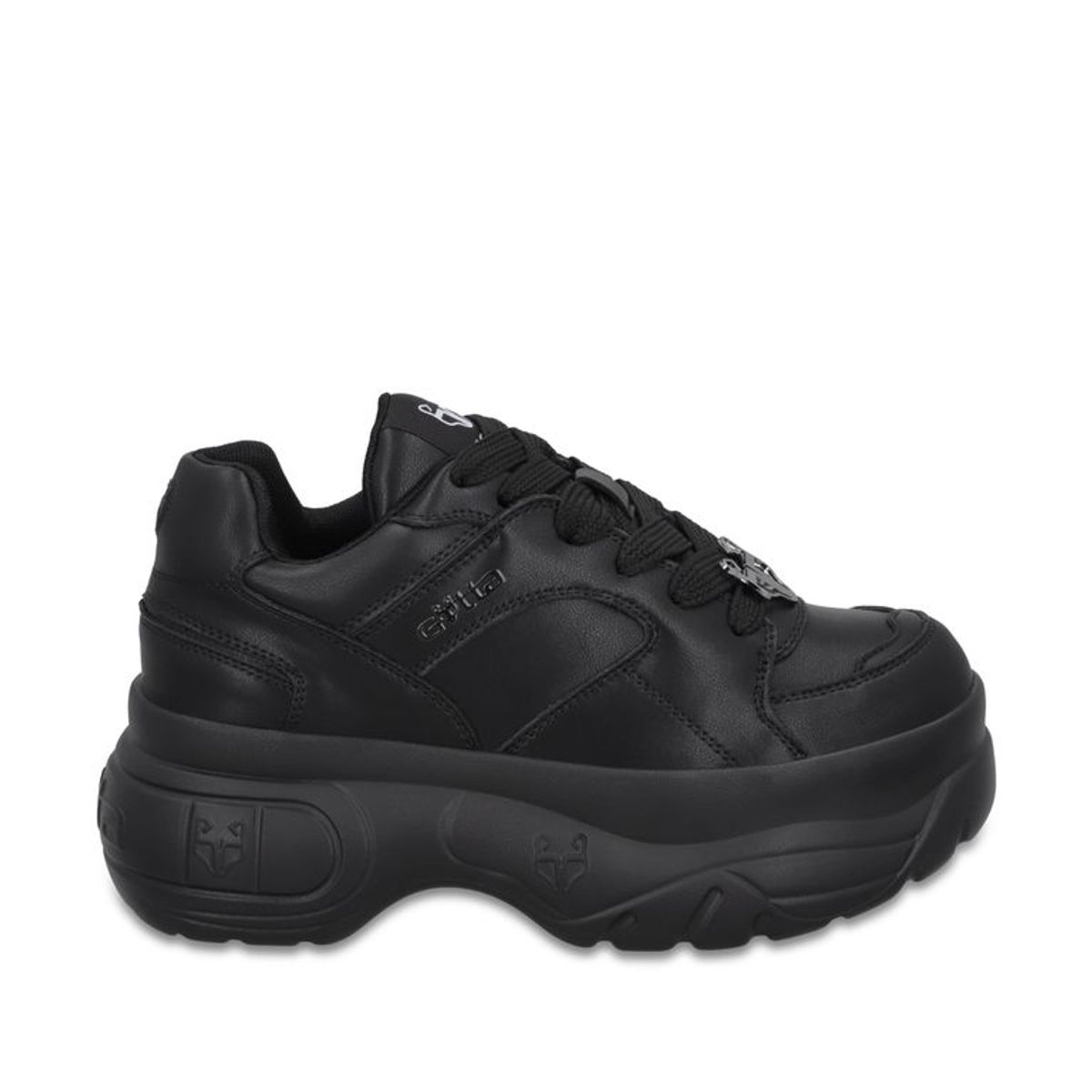 GOTTA - Zapatilla Plataforma Cuero Negra Mujer 9724A23