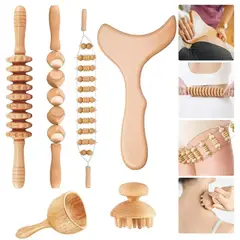 EVERSO - Kit Rodillo Para Masaje Maderoterapia Maderos De Masaje 16en1