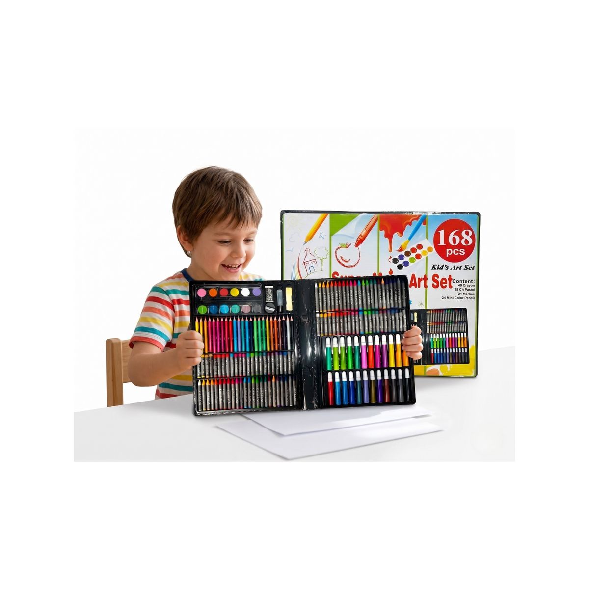 GENERICO - Set De Arte y Pintura Para Niños Maletín 168 Piezas - Kit De Dibujo