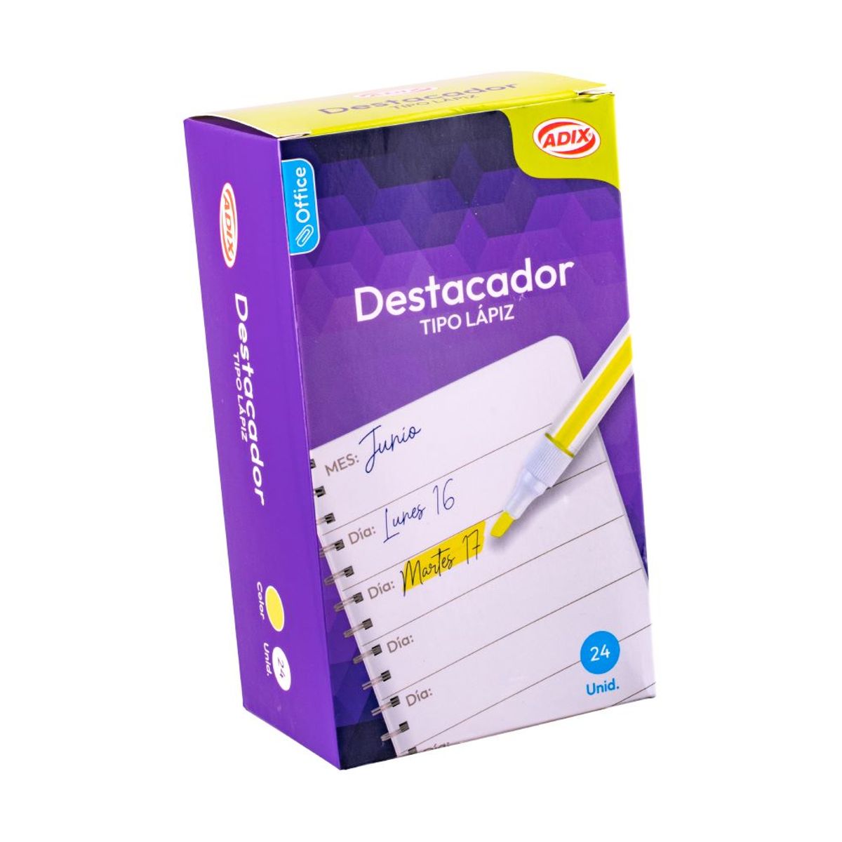 ADIX - Destacador Tipo Lápiz Amarillo 24 un.