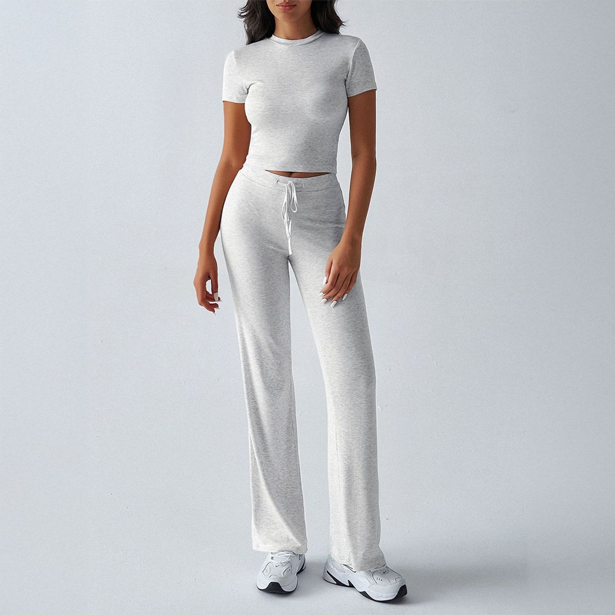 TIOZONEY - Conjunto deportivo para mujer-Blanco