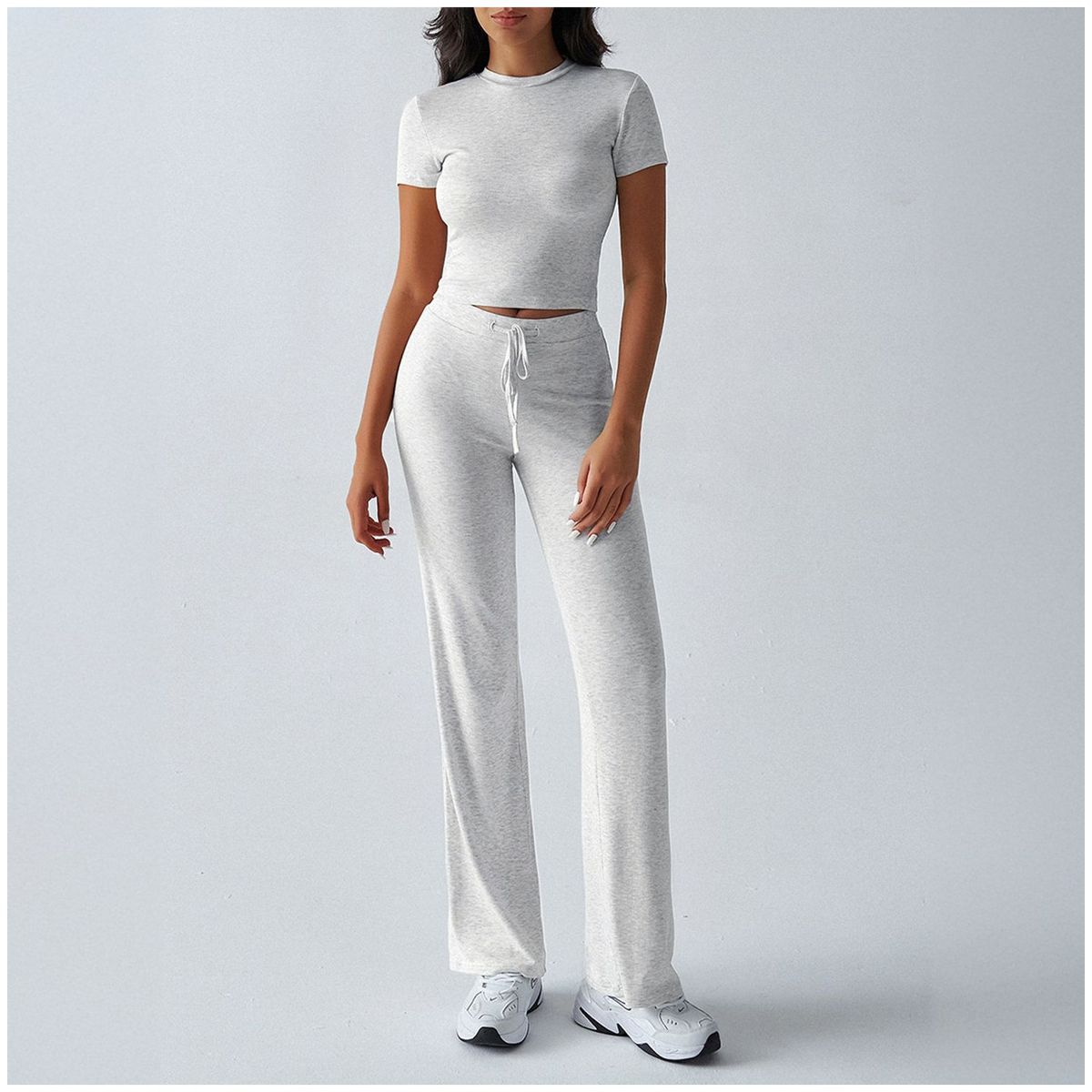 TIOZONEY - Conjunto deportivo para mujer-Blanco