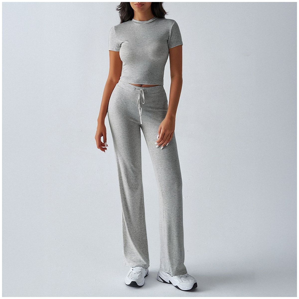 TIOZONEY - Conjunto deportivo para mujer-Gris