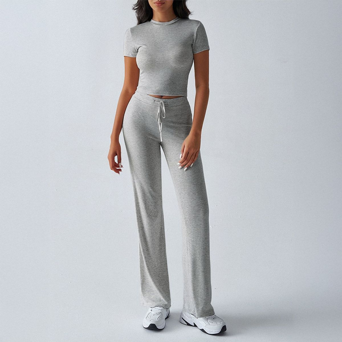 TIOZONEY - Conjunto deportivo para mujer-Gris