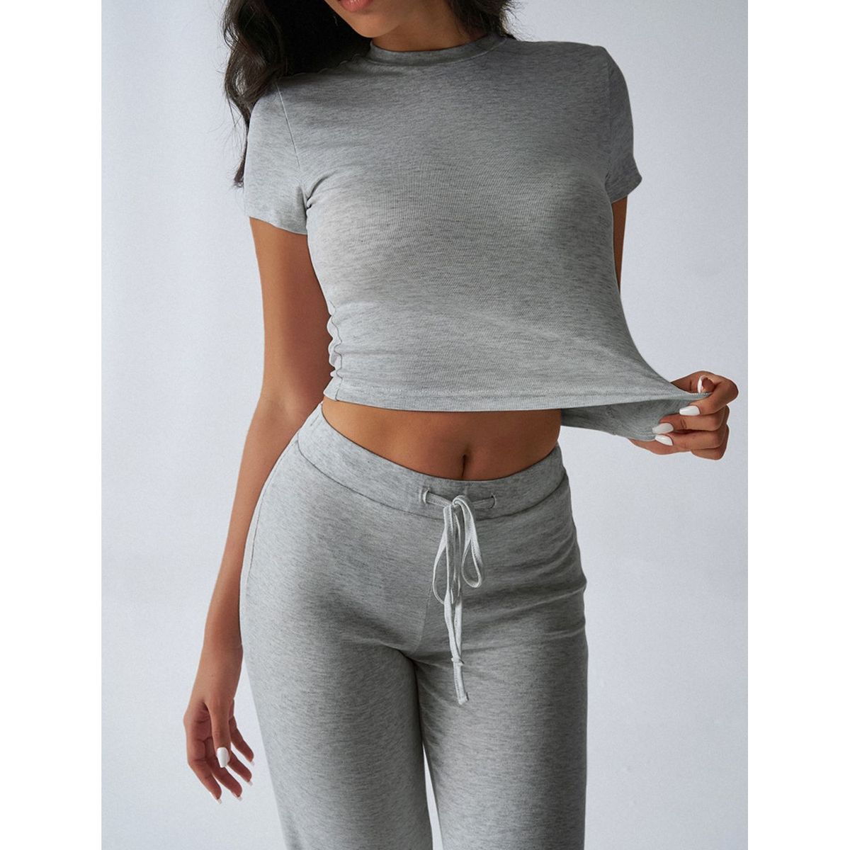 TIOZONEY - Conjunto deportivo para mujer-Gris