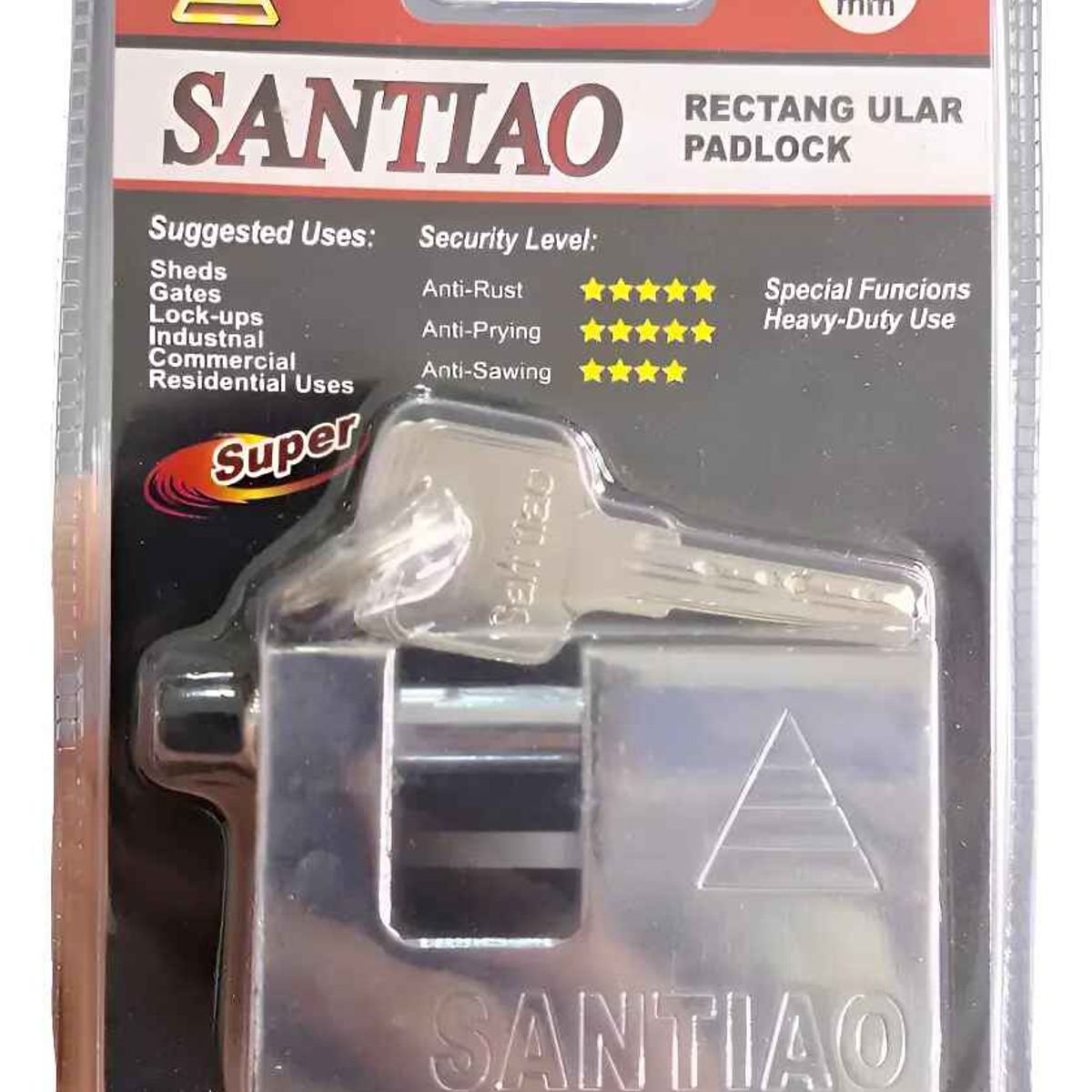 GENERICO - Candado De Seguridad + 3 Llaves Anti Napoleón 70mm anti robo