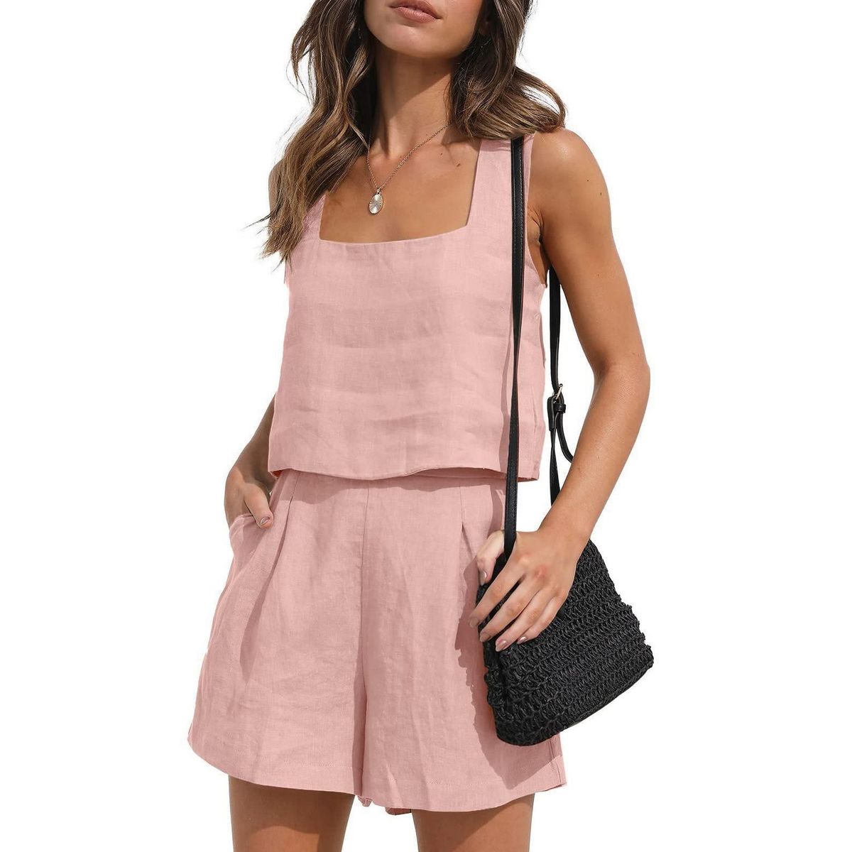 TIOZONEY - Conjuntos de ropa de mujer-Rosa