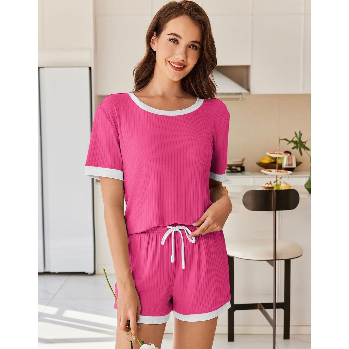 TIOZONEY - Conjuntos de ropa de mujer-Rosa