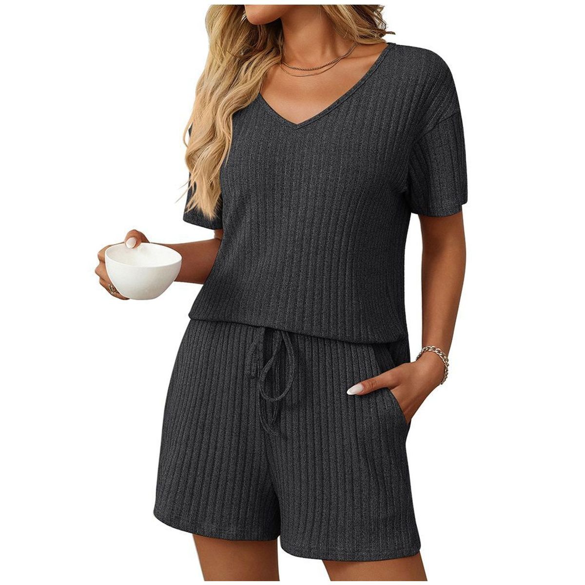 TIOZONEY - Conjuntos de ropa de mujer-Negro