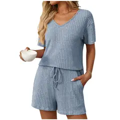TIOZONEY - Conjuntos de ropa de mujer-Azul