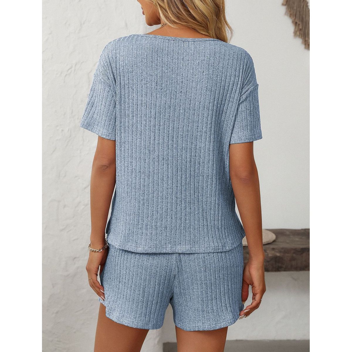 TIOZONEY - Conjuntos de ropa de mujer-Azul