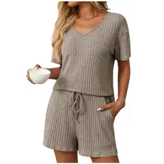 TIOZONEY - Conjuntos de ropa de mujer-Gris