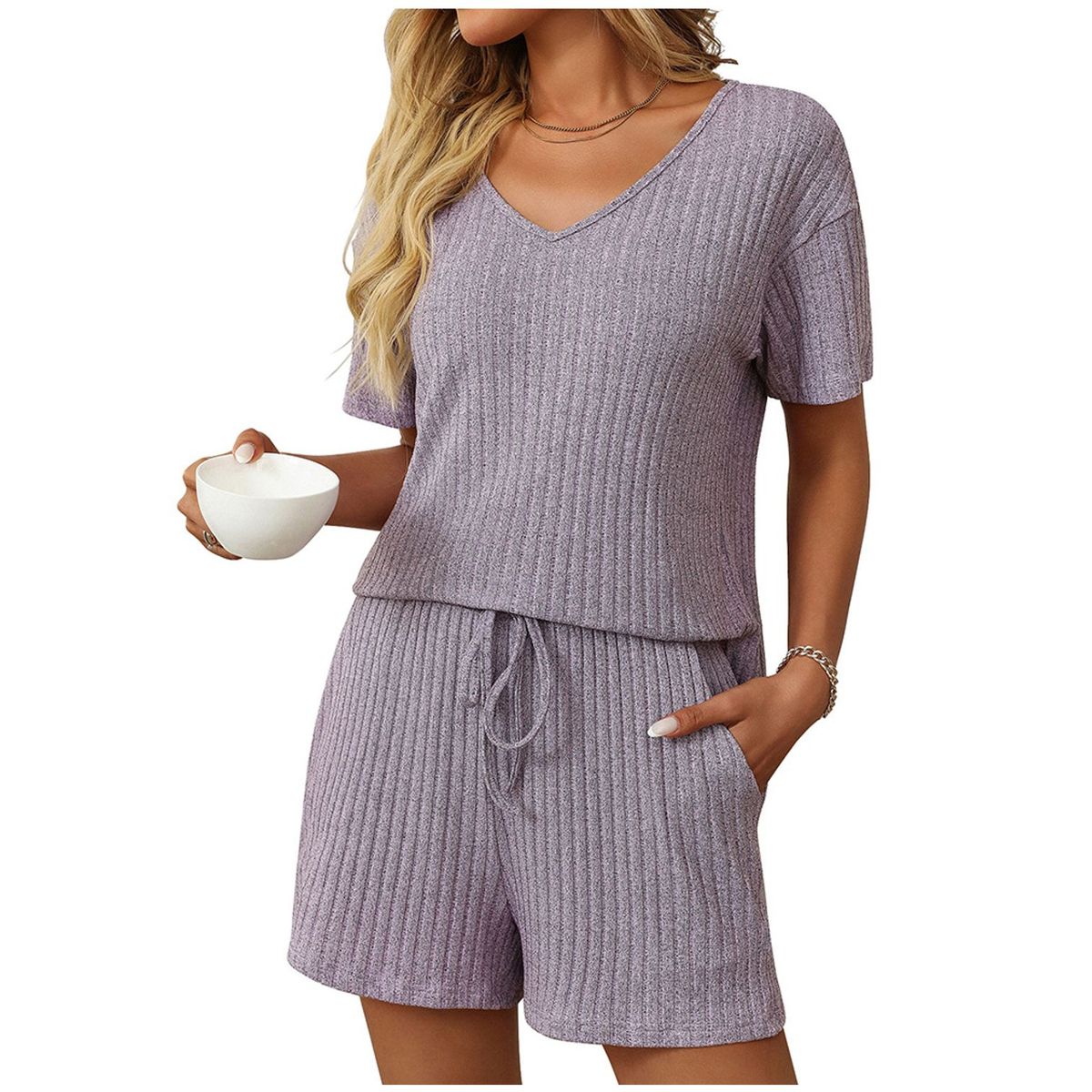 TIOZONEY - Conjuntos de ropa de mujer-Morado