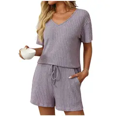 TIOZONEY - Conjuntos de ropa de mujer-Morado