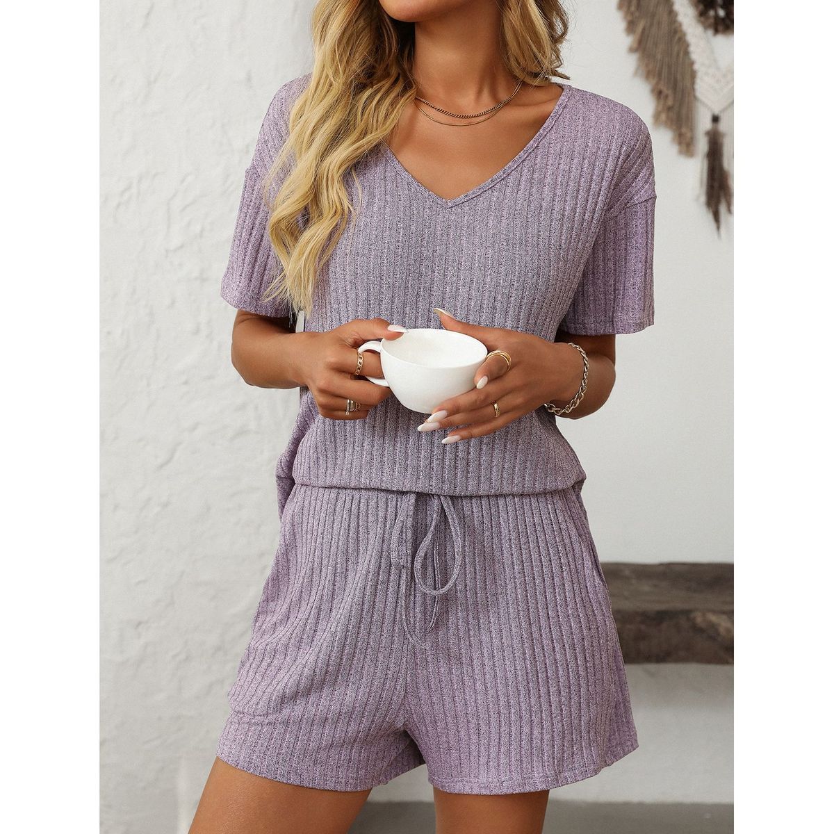TIOZONEY - Conjuntos de ropa de mujer-Morado
