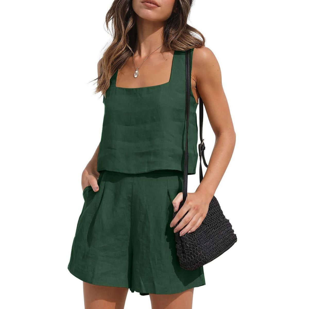 TIOZONEY - Conjuntos de ropa de mujer-Verde Militar