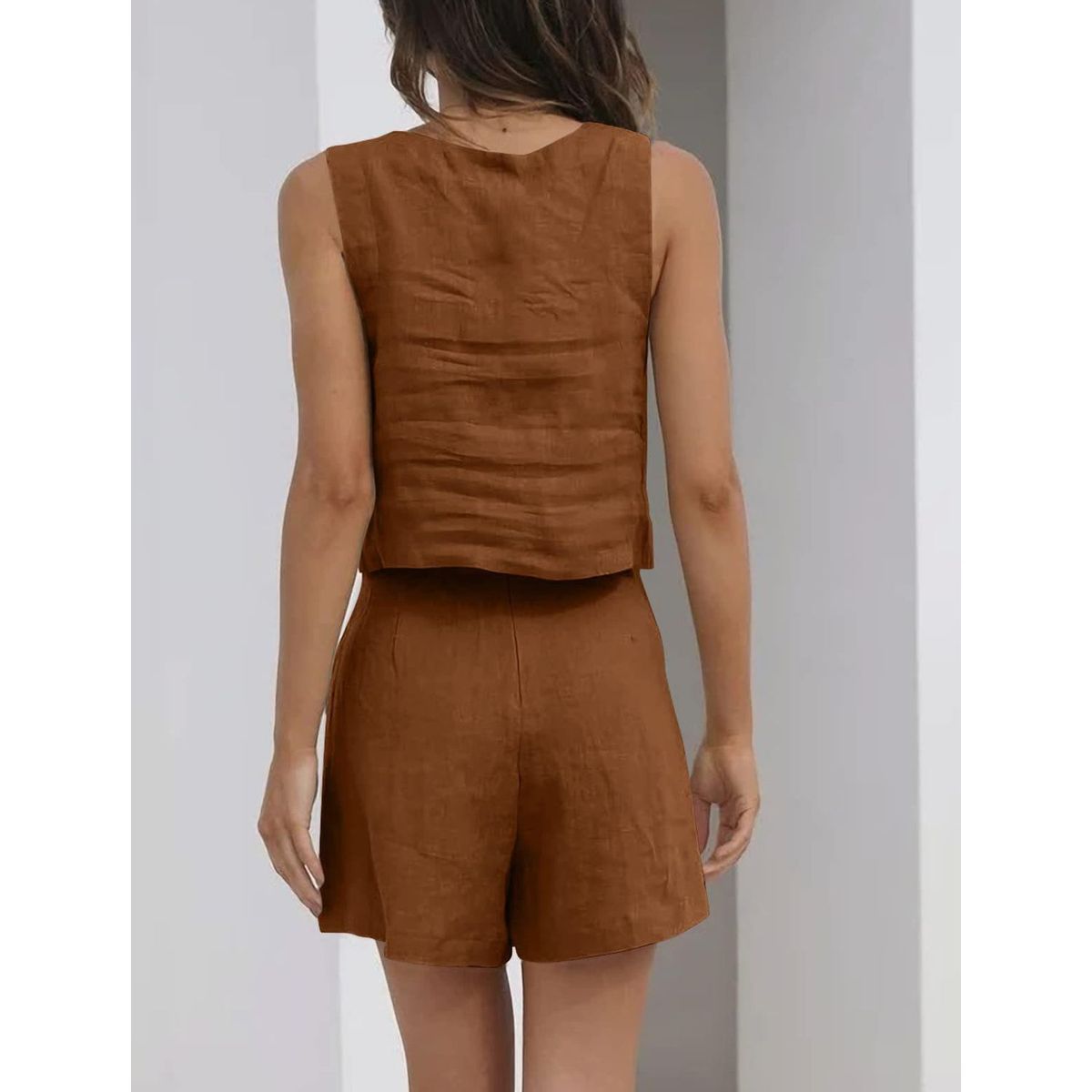 TIOZONEY - Conjuntos de ropa de mujer-Café