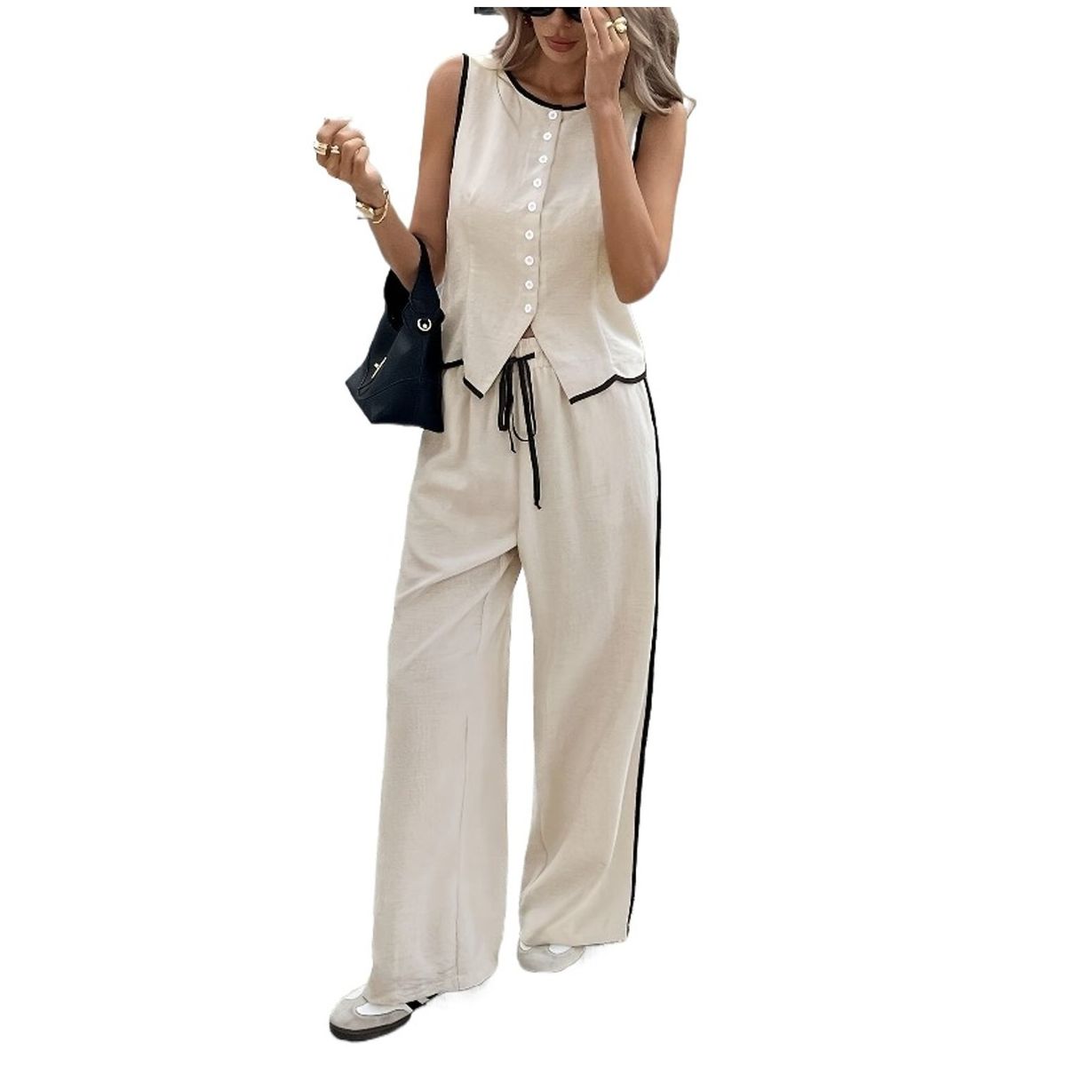 TIOZONEY - Conjunto informal para mujer-Beige