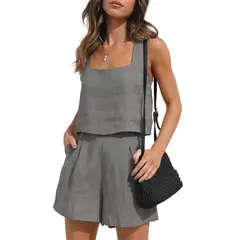 TIOZONEY - Conjuntos de ropa de mujer-Gris