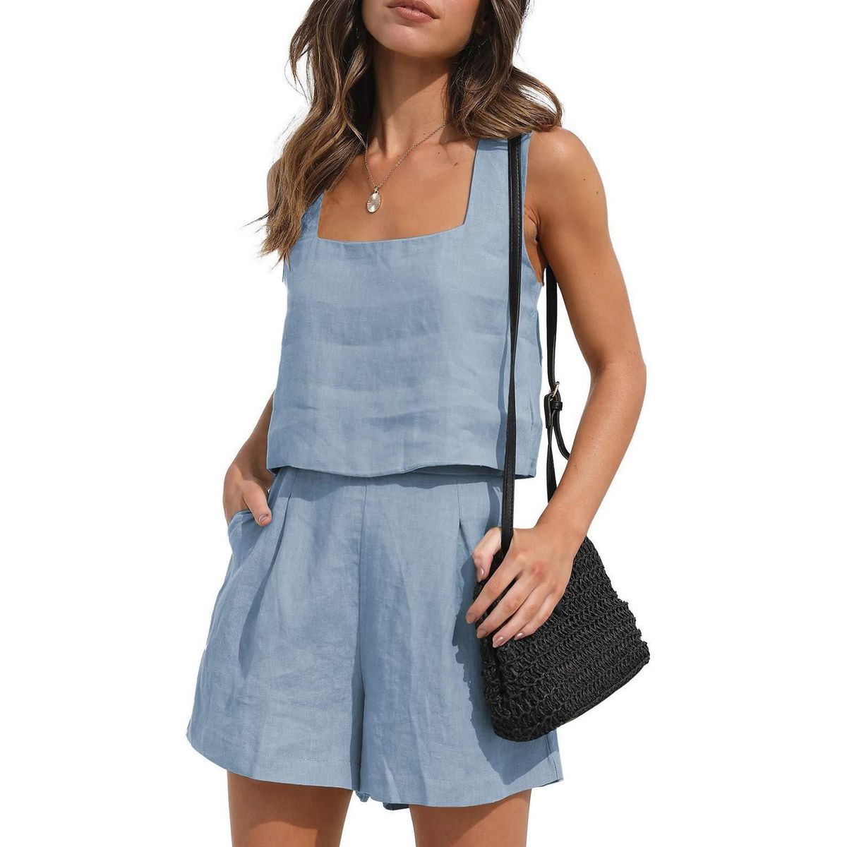 TIOZONEY - Conjuntos de ropa de mujer-Azul
