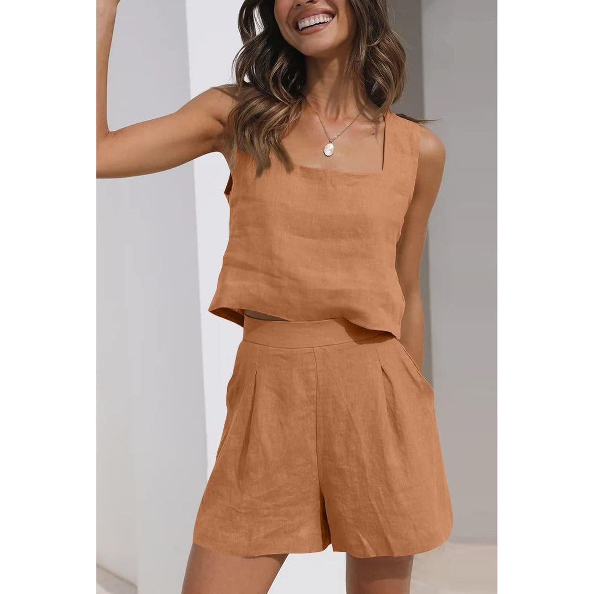 TIOZONEY - Conjuntos de ropa de mujer-Marrón