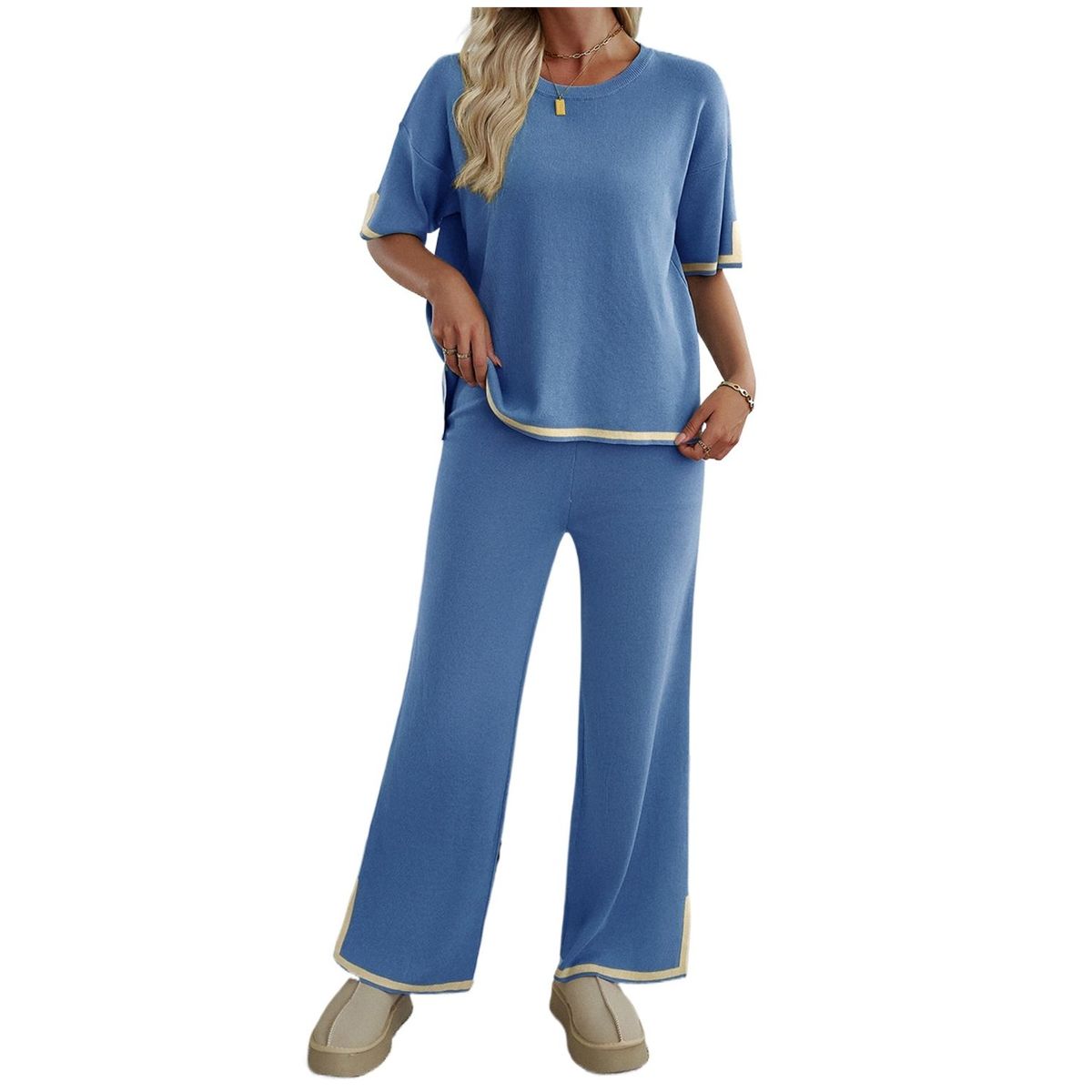 TIOZONEY - Trajes casuales para mujer-Azul