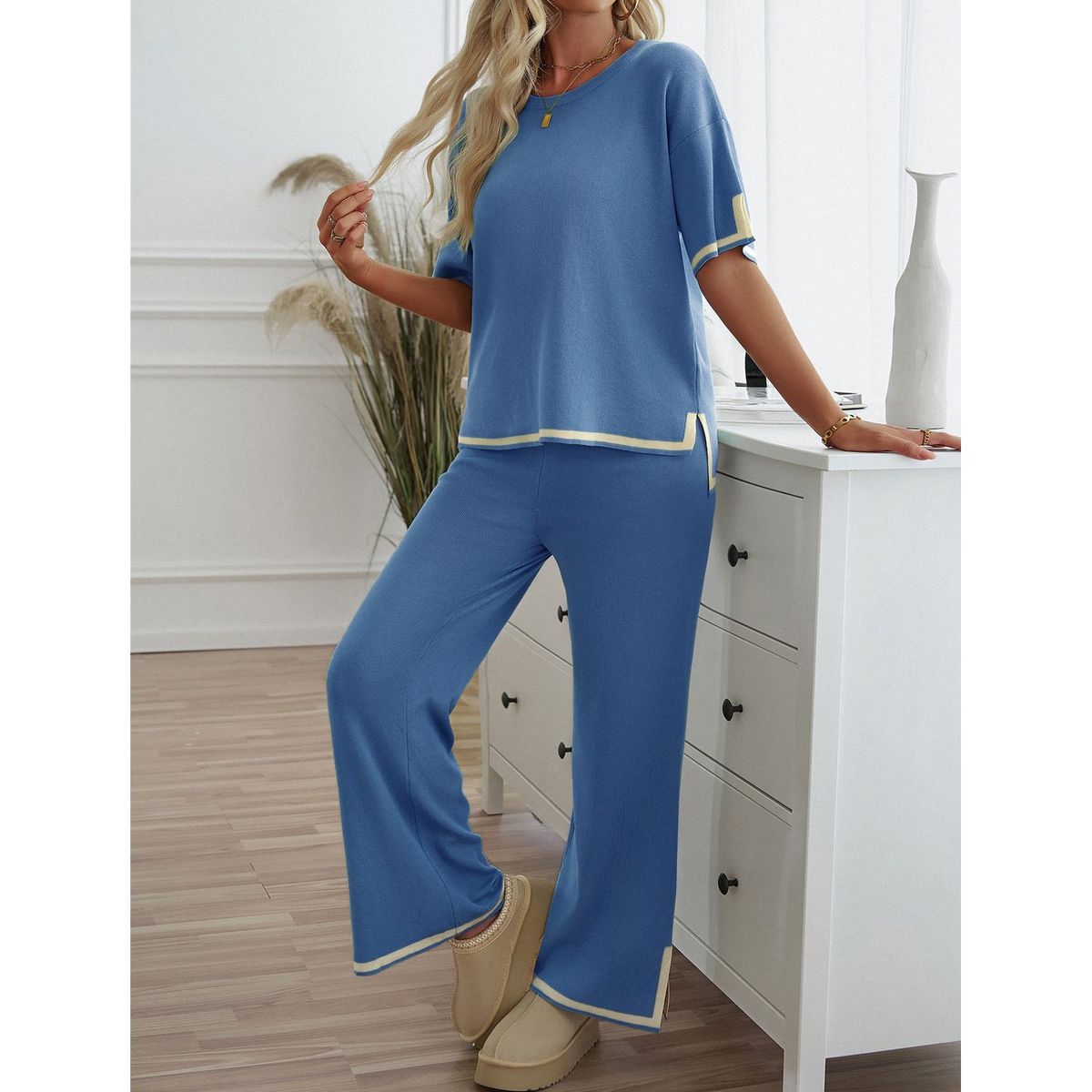 TIOZONEY - Trajes casuales para mujer-Azul