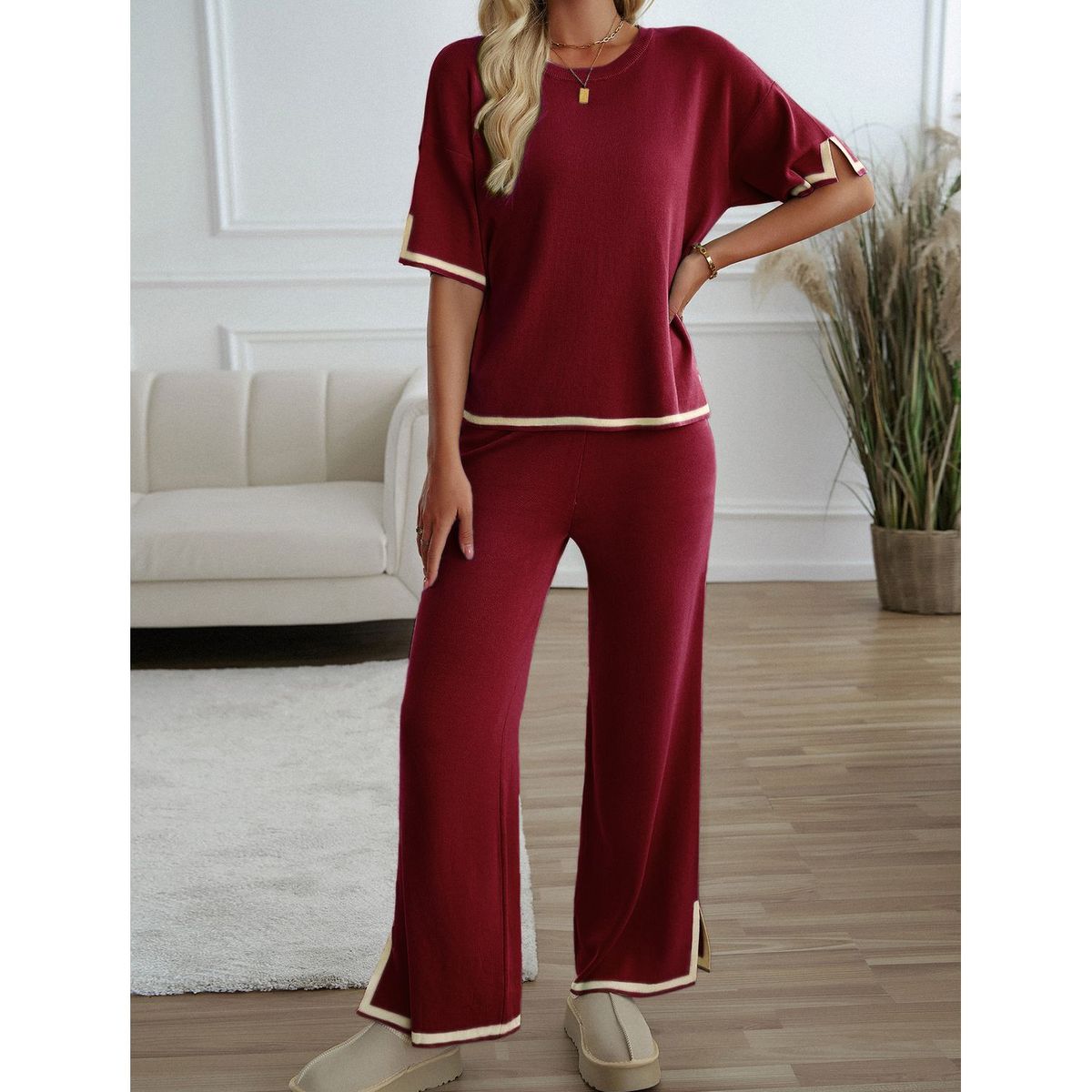 TIOZONEY - Trajes casuales para mujer-Rojo