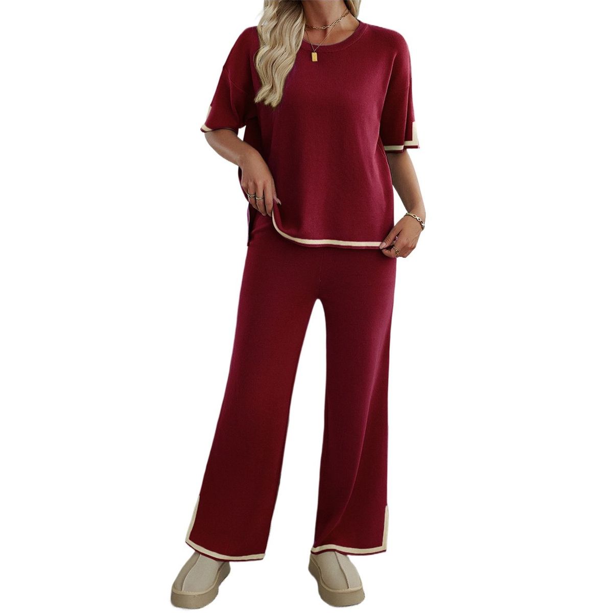 TIOZONEY - Trajes casuales para mujer-Rojo