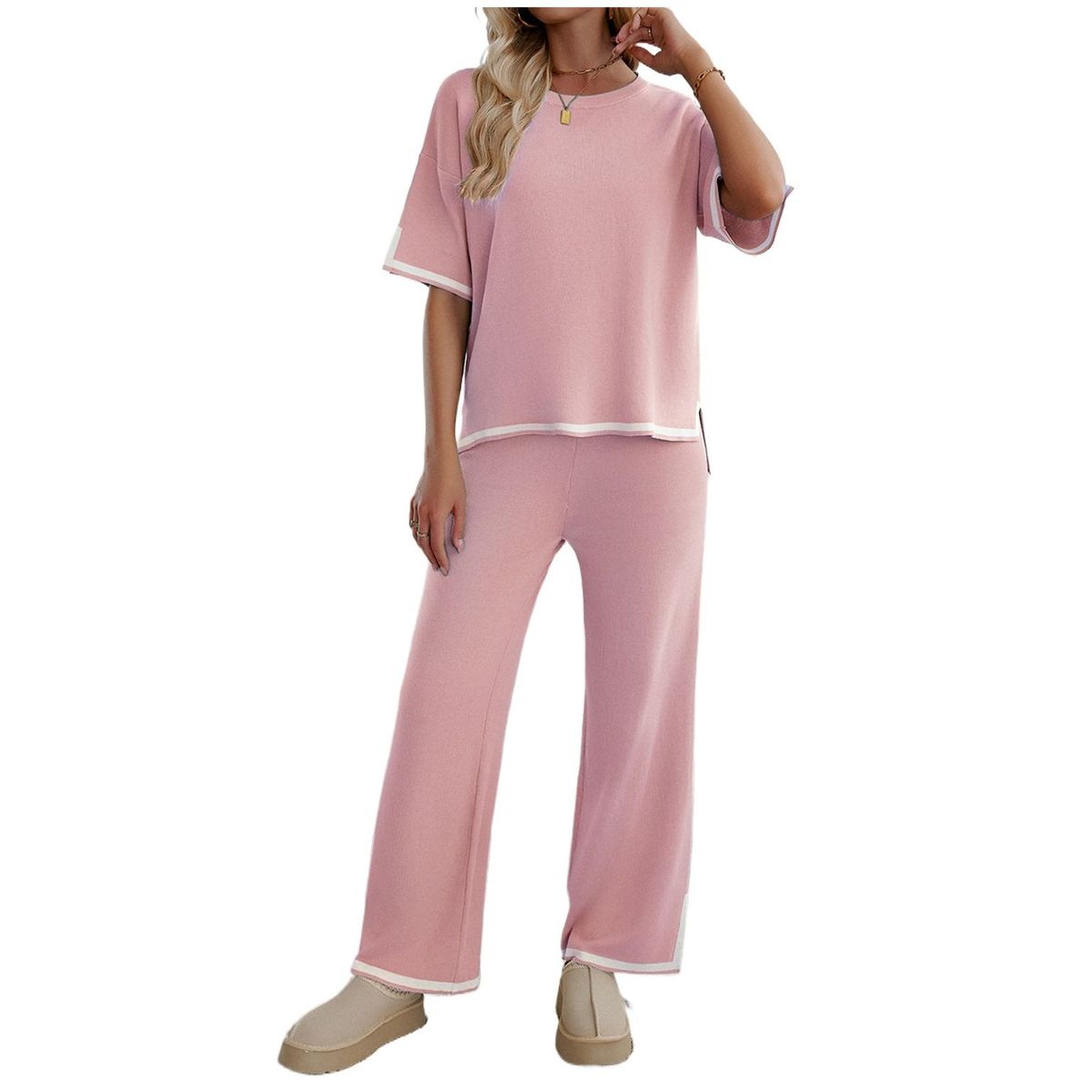 TIOZONEY - Trajes casuales para mujer-Rosa
