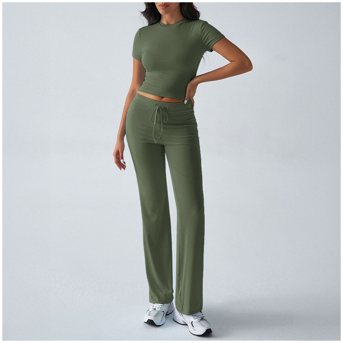 TIOZONEY - Conjunto deportivo para mujer-Verde