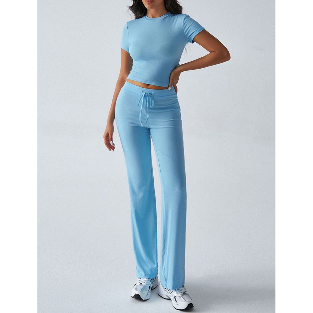 TIOZONEY - Conjunto deportivo para mujer-Azul