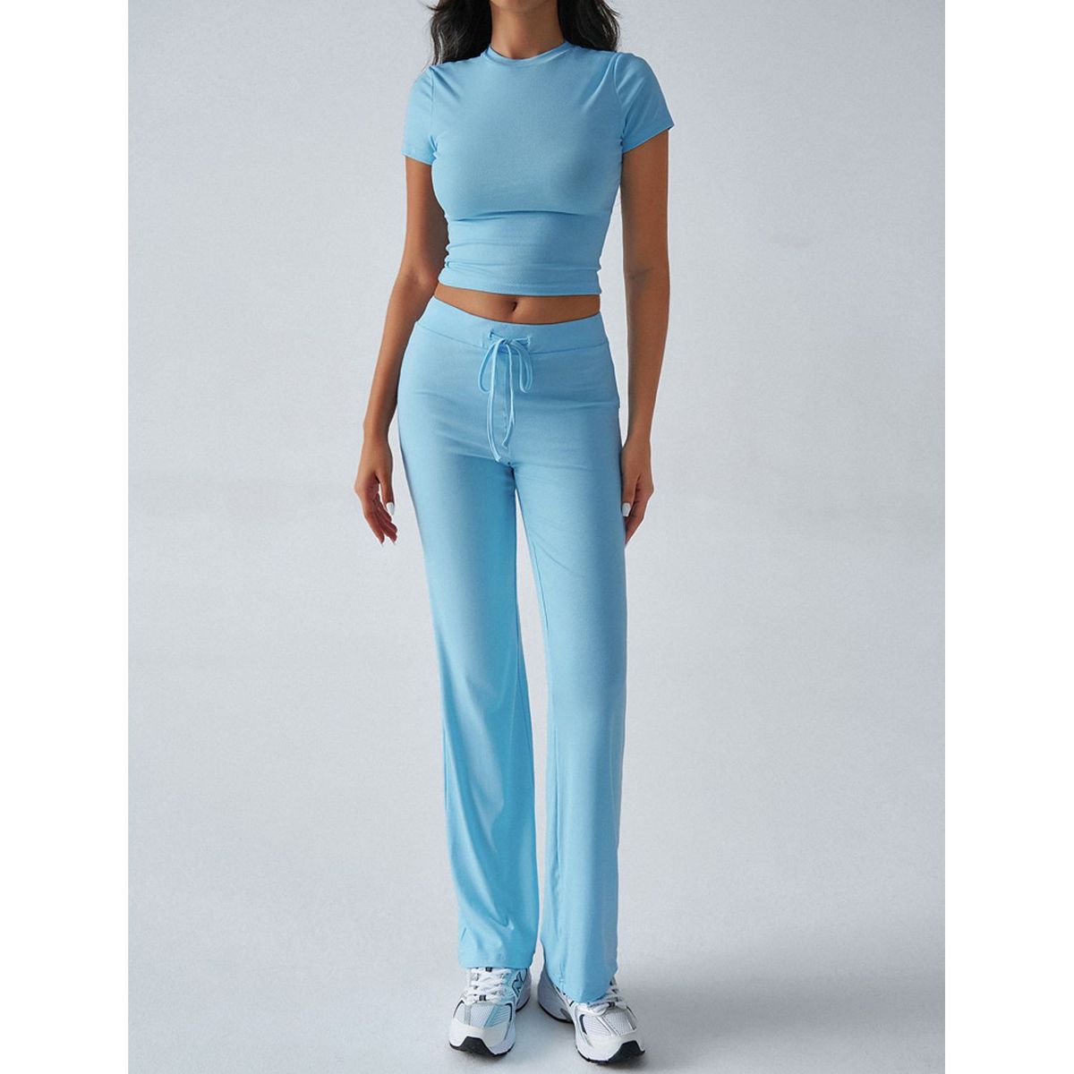 TIOZONEY - Conjunto deportivo para mujer-Azul