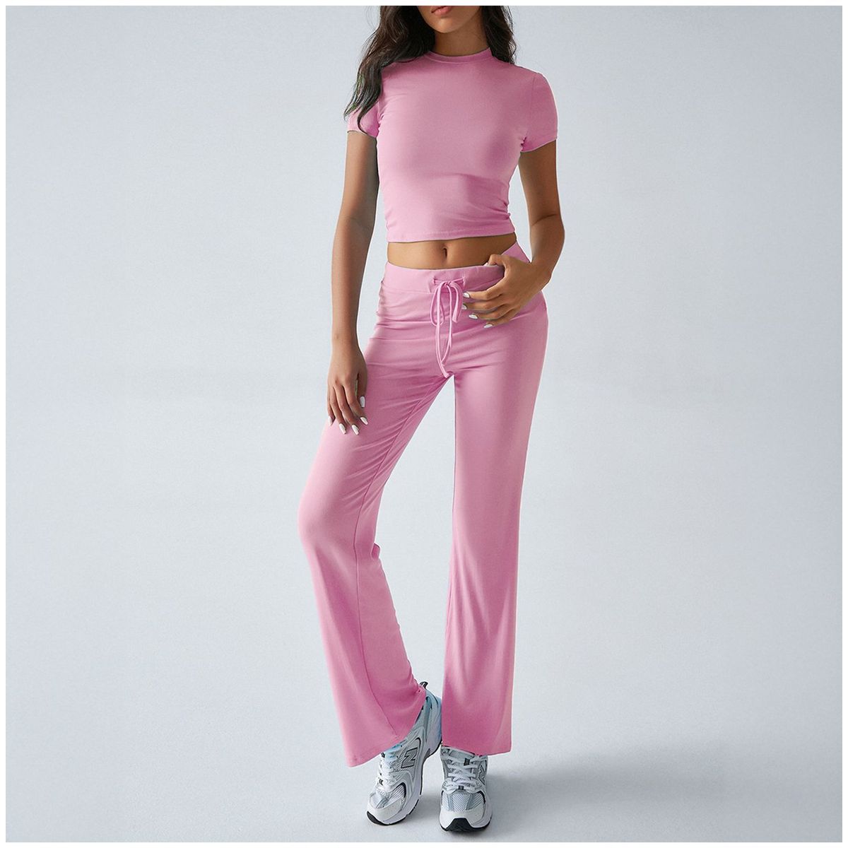 TIOZONEY - Conjunto deportivo para mujer-Rosado
