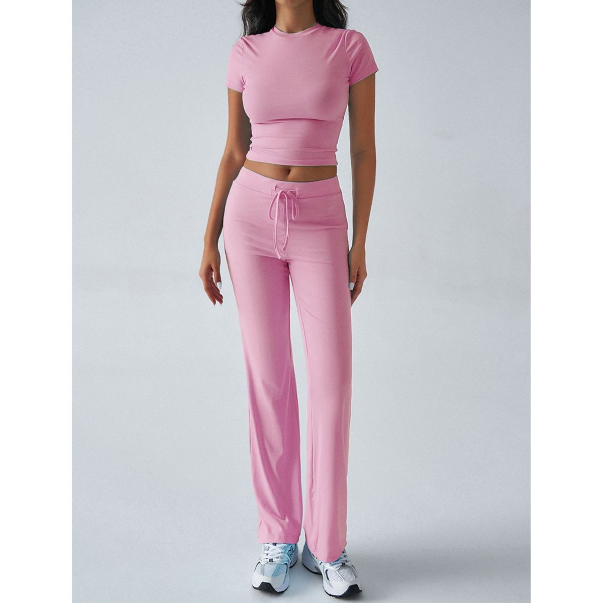 TIOZONEY - Conjunto deportivo para mujer-Rosado