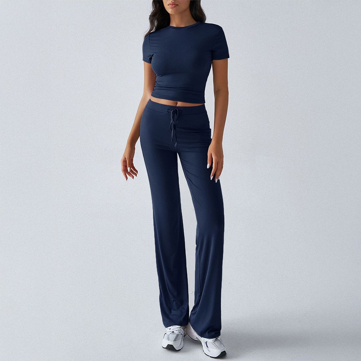 TIOZONEY - Conjunto deportivo para mujer-Azul