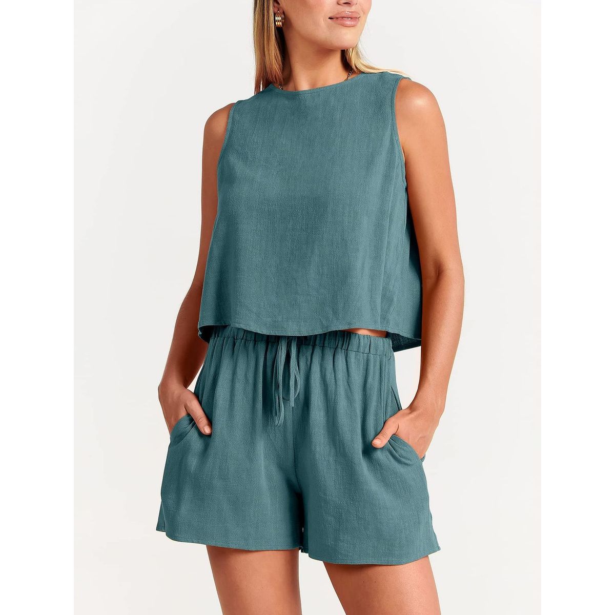 TIOZONEY - Conjuntos de ropa de mujer-Azul
