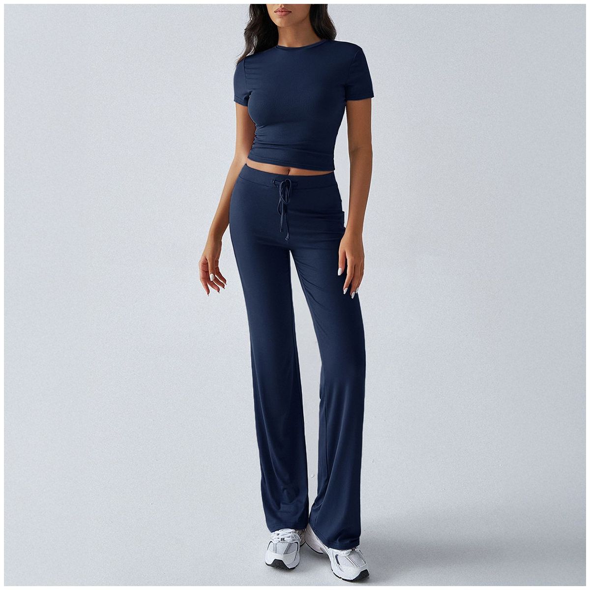 TIOZONEY - Conjunto deportivo para mujer-Azul
