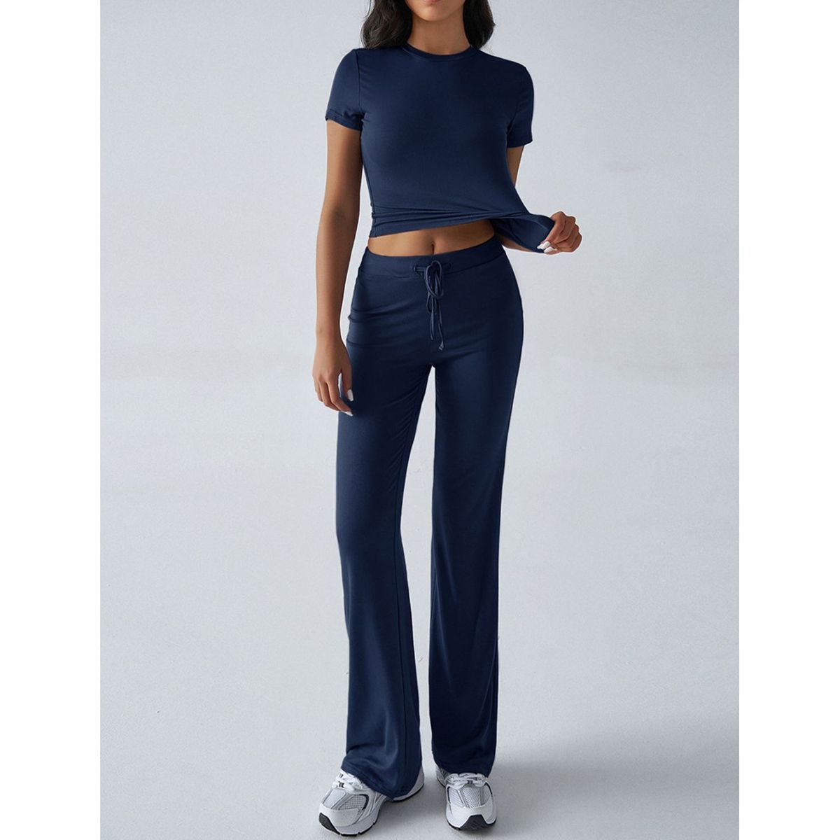 TIOZONEY - Conjunto deportivo para mujer-Azul