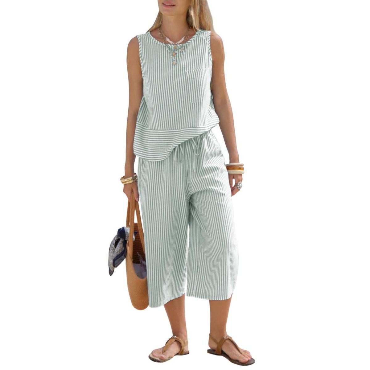 TIOZONEY - Conjuntos de ropa de mujer-Verde