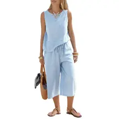 TIOZONEY - Conjuntos de ropa de mujer-Azul