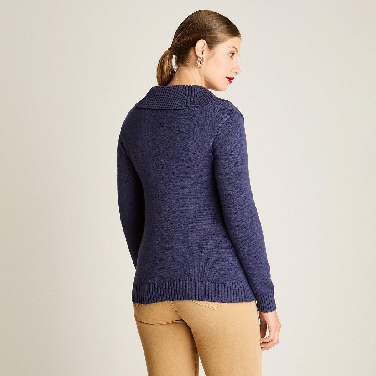LORENZO DI PONTTI - Cardigan Azul Cruzado con Hebilla Lateral Ajustable