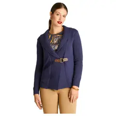 LORENZO DI PONTTI - Cardigan Azul Cruzado con Hebilla Lateral Ajustable