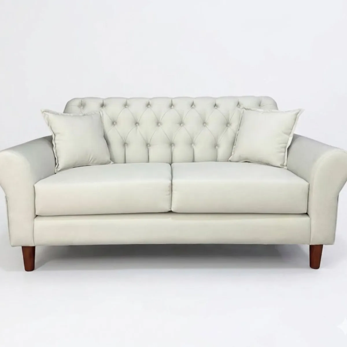 GENERICO - Sofa 2 cuerpos capitone beige felpa