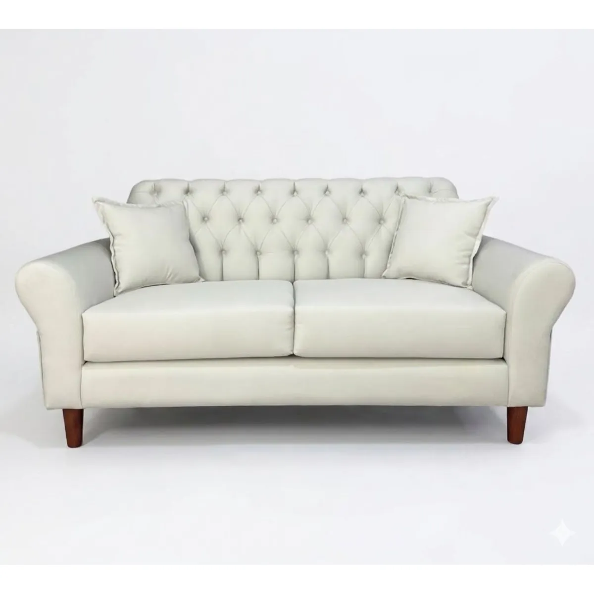 GENERICO - Sofa 2 cuerpos capitone beige felpa