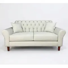GENERICO - Sofa 2 cuerpos capitone beige felpa