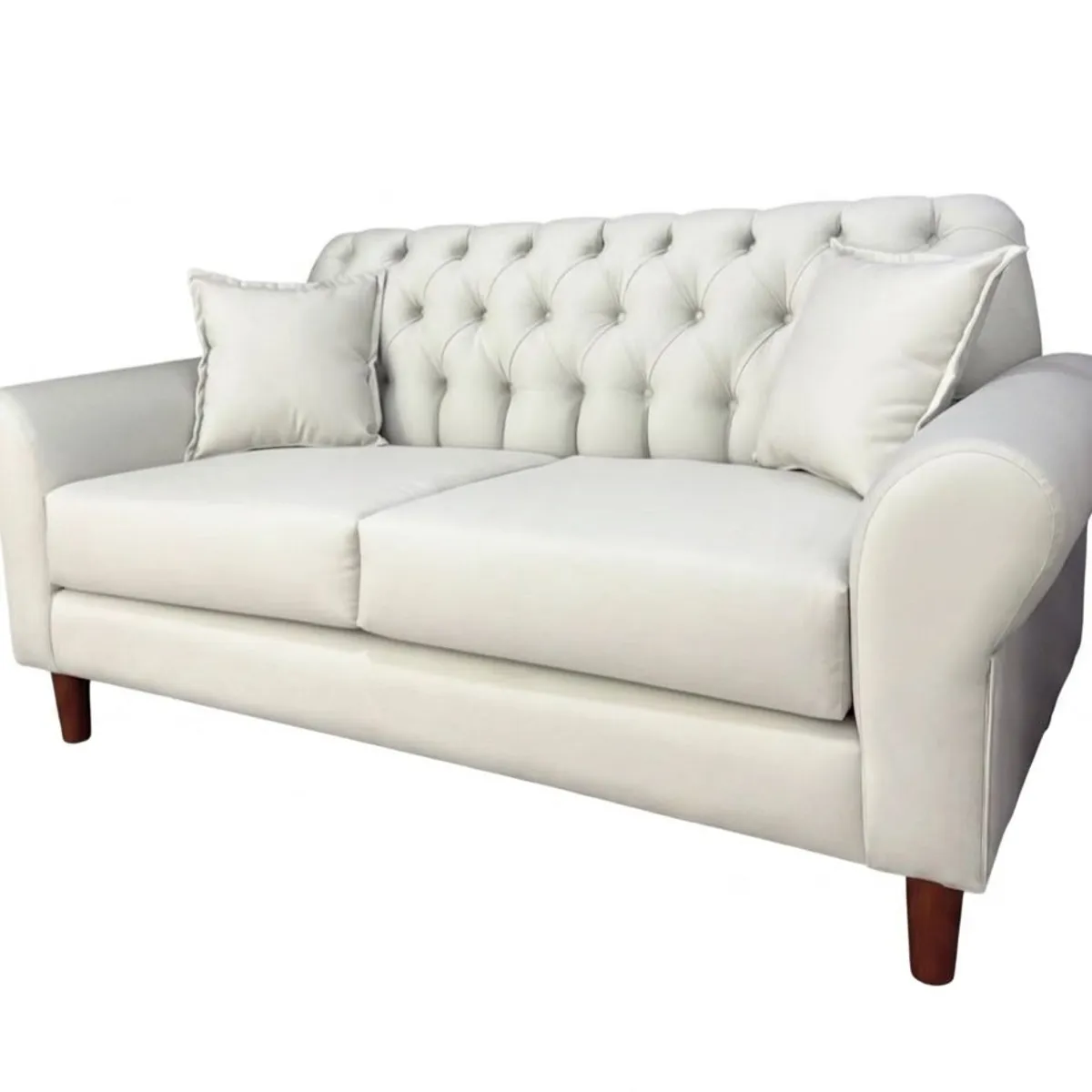 GENERICO - Sofa 2 cuerpos capitone beige felpa