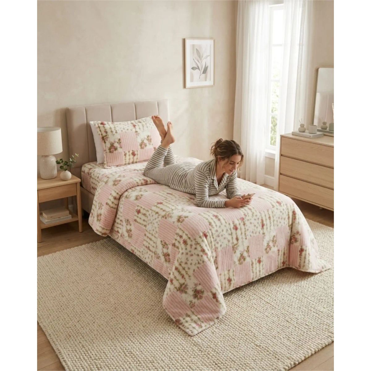 GENERICO - Sábanas Polar Soft Grueso Plaza y Media Ultra Suave