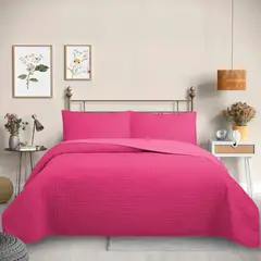 GENERICO - Cubrecama Quilt Reversible Bicolor (Fucsia - Rosa) de 1.5 Plazas - Trama Collection Fucsia Martiné